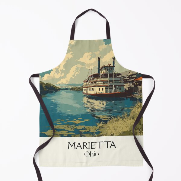Item preview, Marietta Ohio Vintage Travel Art | Ohio River Sternwheeler Design designed and sold by TuncGK.