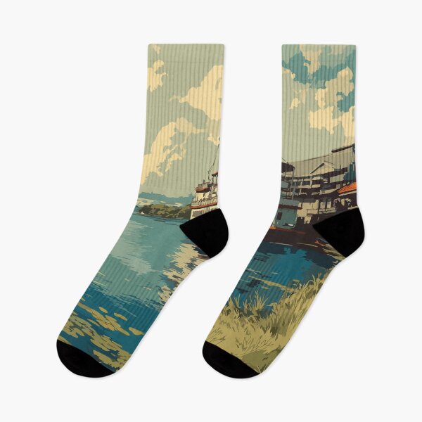 Item preview, Marietta Ohio Vintage Travel Art | Ohio River Sternwheeler Design designed and sold by TuncGK.