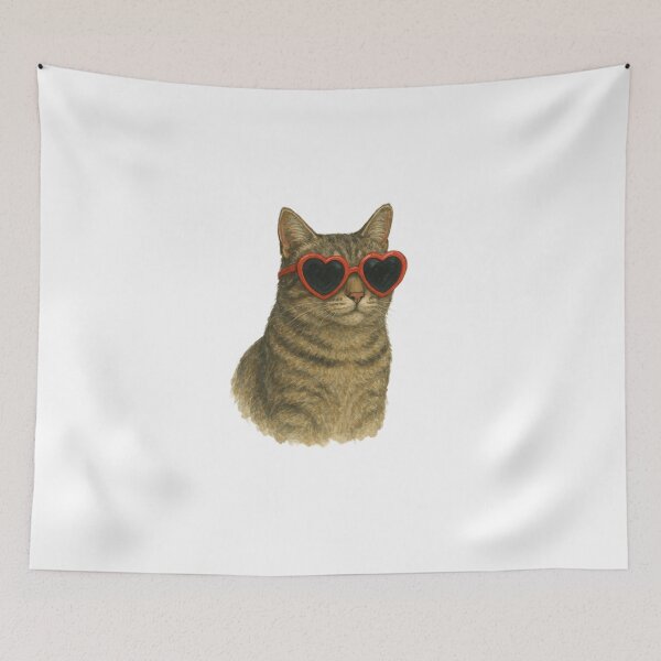 Item preview, Cat with heart sunglasdes  designed and sold by Mylittlefanworld.
