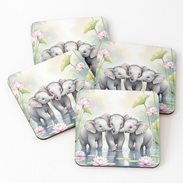 Item preview, Three Watercolor Elephants designed and sold by ArtQueen777.