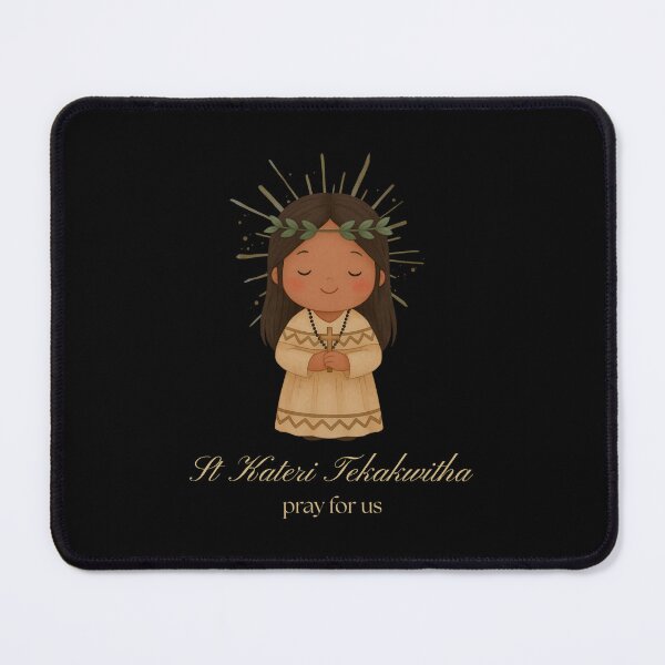 Item preview, St Kateri Tekakwitha Cartoon Art – Catholic Decor, Inspirational Saint Illustration designed and sold by MixnMatch.