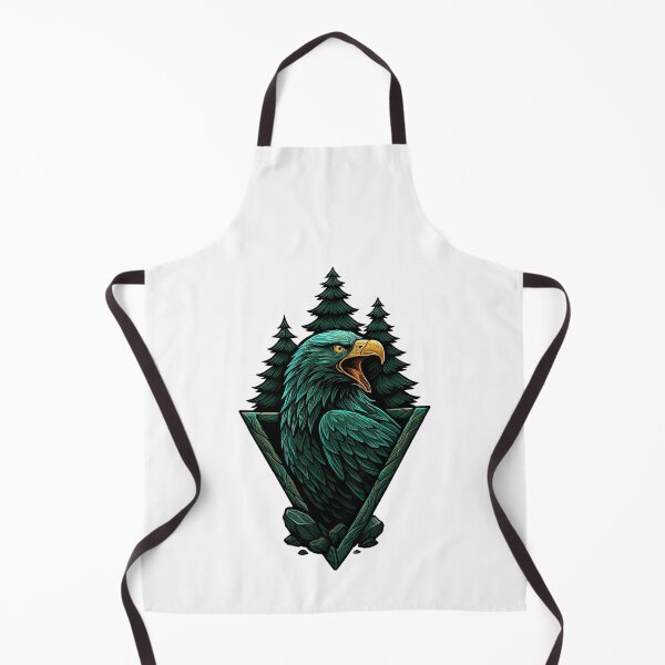 Item preview, Majestic Green Eagle with Pine Forest and Geometric Frame designed and sold by ArtfulWeave.