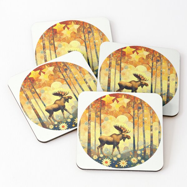 Item preview, Mystical Autumn Moose: A Colorful Forest Scene designed and sold by FOLK ART FUSION by heidiannemorris.