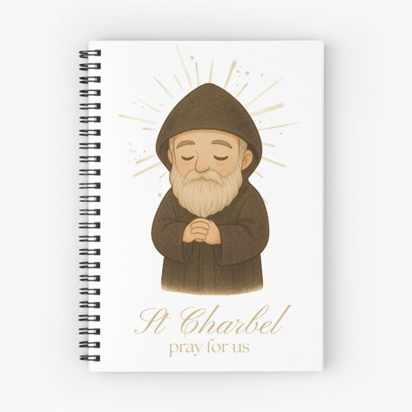 Item preview, St Charbel Cartoon Art – Catholic Decor, Inspirational Saint Illustration designed and sold by MixnMatch.