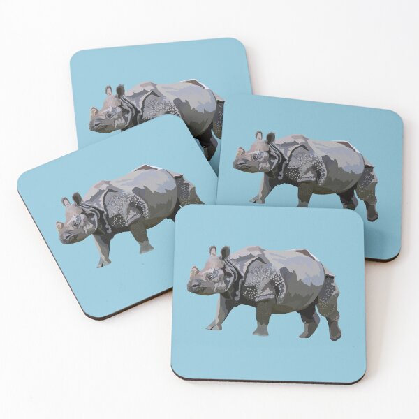 Item preview, I is for Indian Rhino,Indian Rhino Illustration – Majestic One-Horned Asian Rhino Artwork designed and sold by PrettylittlepastelUk.
