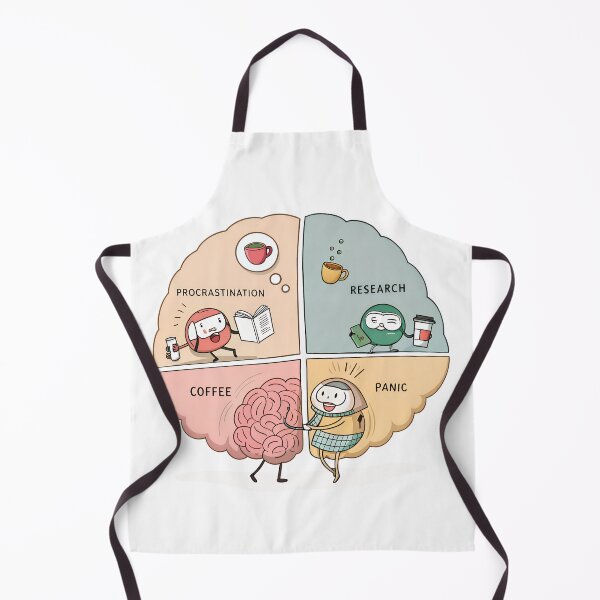 Item preview, Funny Cartoon Brain Diagram – Procrastination, Research, Coffee & Panic designed and sold by VividOrganica.