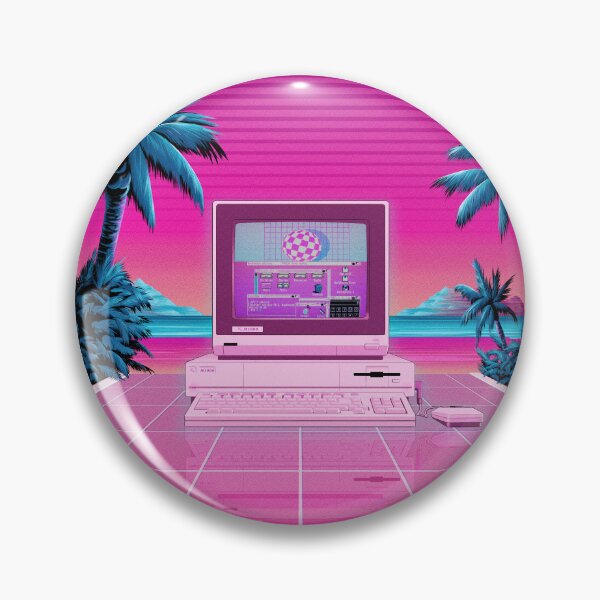 Item preview, MIRAI (Future) Vaporwave Retro Computer - Amiga and Beach Scene designed and sold by Vix in Japan / Rubbish Heap.