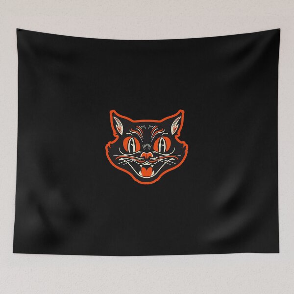 Item preview, Retro Vintage Halloween Angry Black Cat Growling Face designed and sold by ConsueloSuarez.