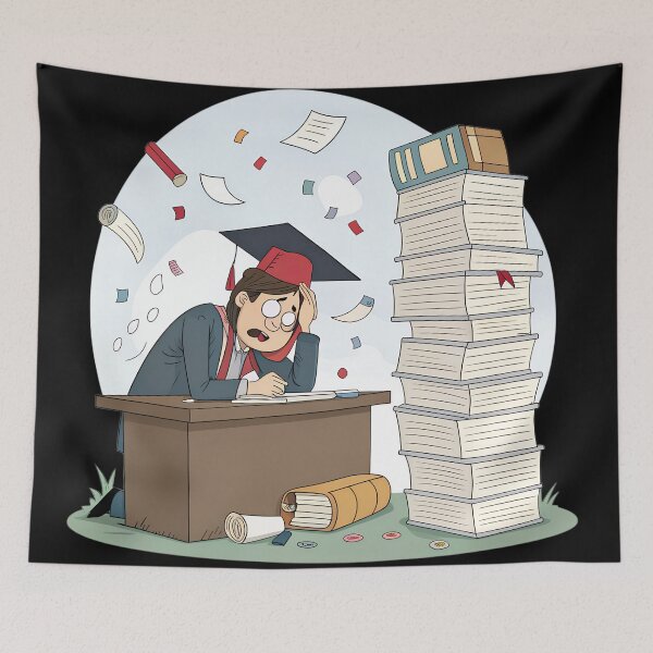 Item preview, Funny PhD Student Overwhelmed by Papers and References – Graduate Life Humor designed and sold by VividOrganica.