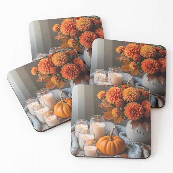 Item preview, Cozy Autumn Charm | Pumpkin, Candles & Floral Statement Art designed and sold by Vida e Arte.