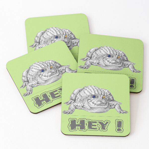 Item preview, Grumpy Alligator Says "HEY!" with Colorful Eyes designed and sold by Deer&Oak.