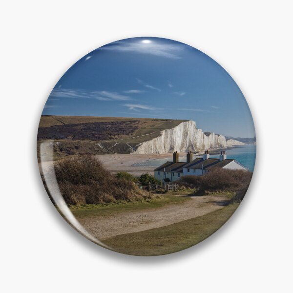 Item preview, Coastguard Cottages and The Seven Sisters Cliffs at Cuckmere Haven Sussex England UK designed and sold by John Gilham - Landscape Photography.