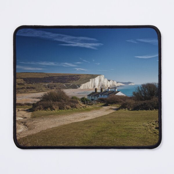 Item preview, Coastguard Cottages and The Seven Sisters Cliffs at Cuckmere Haven Sussex England UK designed and sold by John Gilham - Landscape Photography.