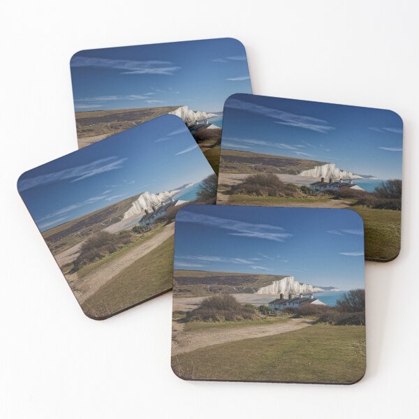 Item preview, Coastguard Cottages and The Seven Sisters Cliffs at Cuckmere Haven Sussex England UK designed and sold by John Gilham - Landscape Photography.