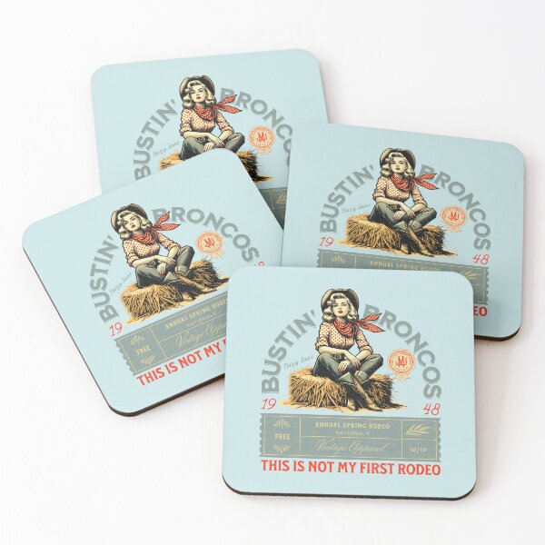 Item preview, Bustin Broncos Not my first Rodeo Cowgirl vintage poster design. designed and sold by AfricaSkyBlue.