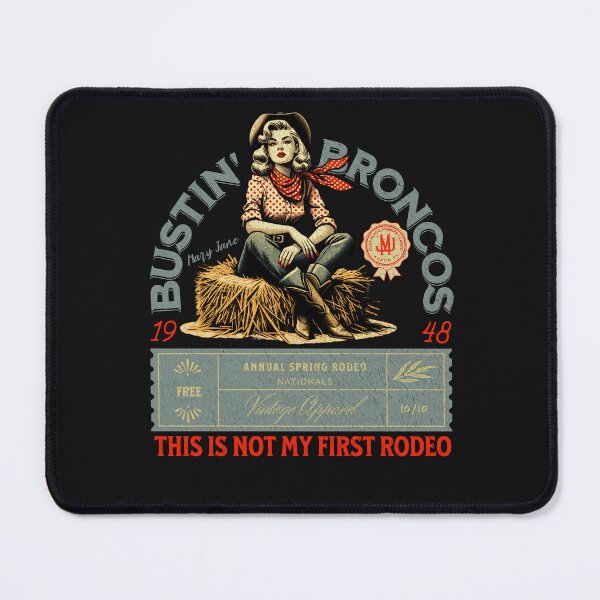 Item preview, Bustin Broncos Not my first Rodeo Cowgirl vintage poster design. designed and sold by AfricaSkyBlue.