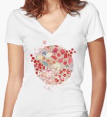 Blühen Shirt mit V-Ausschnitt