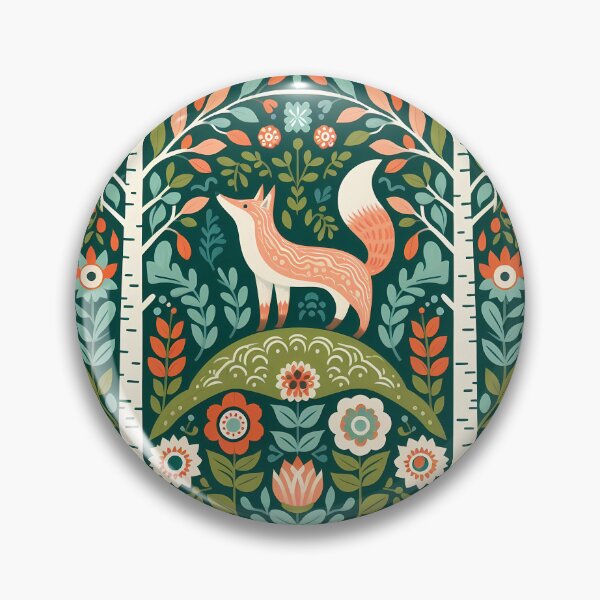 Aperçu de l'œuvre Renard des forêts fantaisiste - Art populaire scandinave par heidiannemorris © créée et vendue par FOLK ART FUSION.