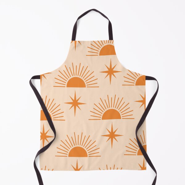 Item preview, retro mid century Orange half sun sunrise with atomic starbursts pattern designed and sold by Yasminepatterns .