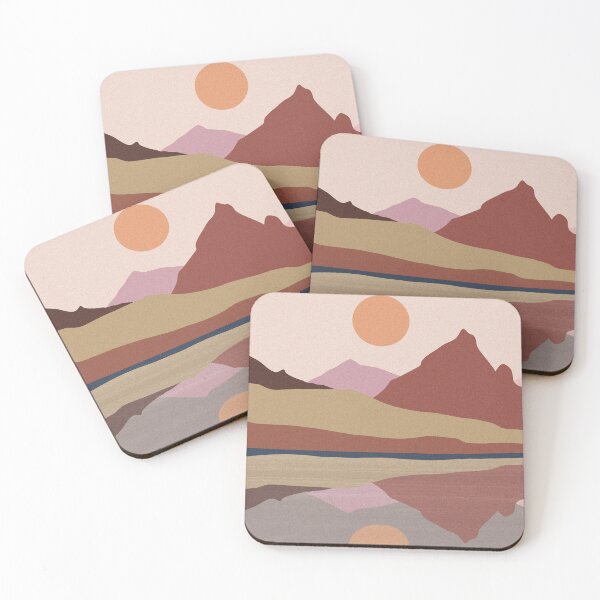 Item preview, Abstract Mountain Landscape with Sun in Warm Earthy Neutral Tones designed and sold by NiceDigital.