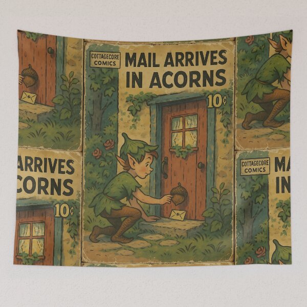 Item preview, Whimsical Cottagecore Art: Mail arrives in acorns designed and sold by bapupa.