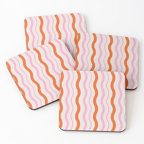 Item preview, Retro 70s Groovy Playful Vertical Waves in Pink and Orange Pattern  designed and sold by Yasminepatterns .