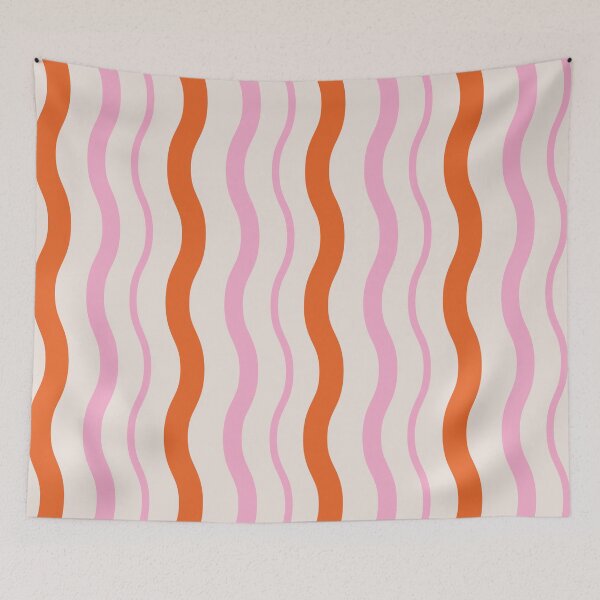 Item preview, Retro 70s Groovy Playful Vertical Waves in Pink and Orange Pattern  designed and sold by Yasminepatterns .