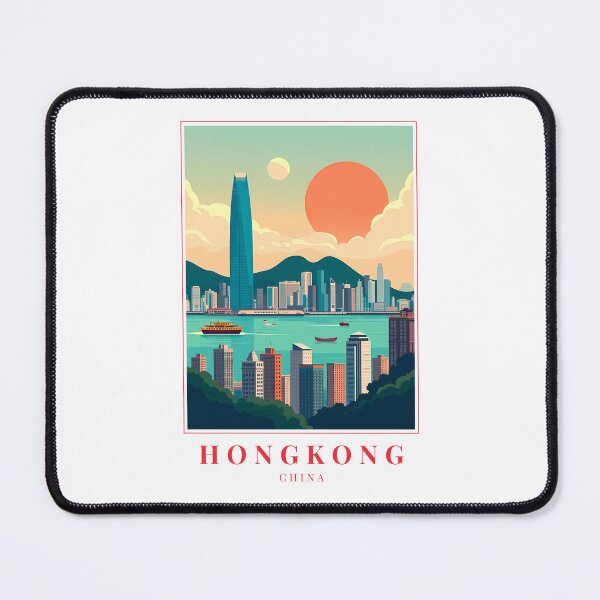 Item preview, Hong Kong China Illustration – Victoria Harbour, Neon Nights & Urban Zen designed and sold by MapMyMiles.