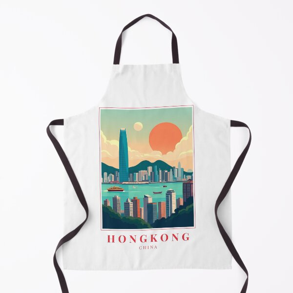 Item preview, Hong Kong China Illustration – Victoria Harbour, Neon Nights & Urban Zen designed and sold by MapMyMiles.