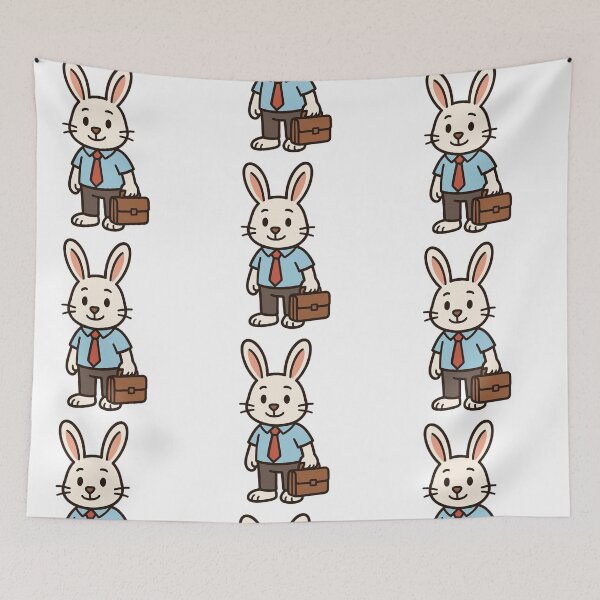 Item preview, Business Rabbit with Shirt Tie and Briefcase – Cartoon Character designed and sold by Confuzz1ed.