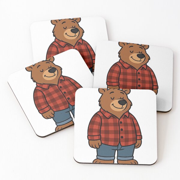 Item preview, Relaxed Bear in Flannel Shirt and Jeans – Cute Cartoon Style designed and sold by Confuzz1ed.