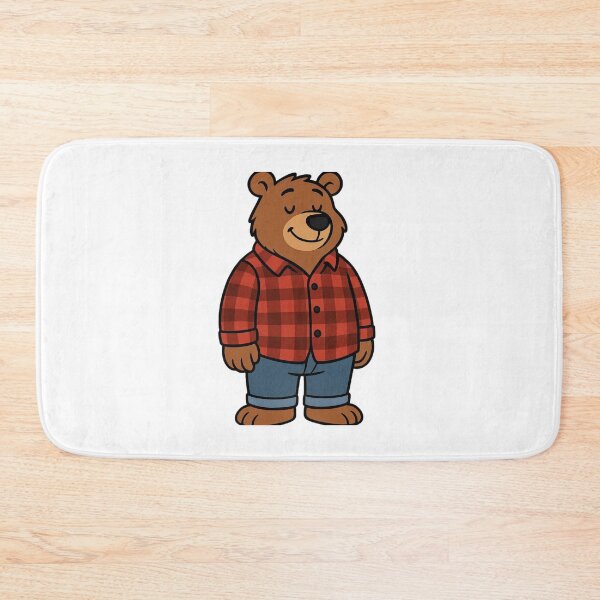 Item preview, Relaxed Bear in Flannel Shirt and Jeans – Cute Cartoon Style designed and sold by Confuzz1ed.