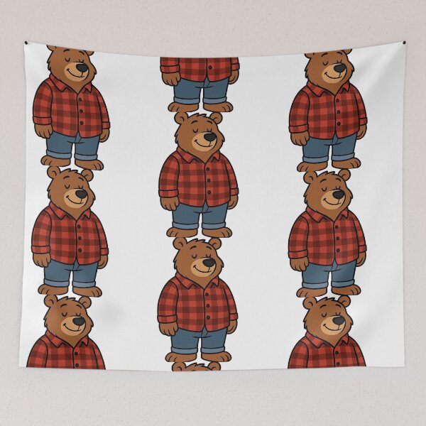 Item preview, Relaxed Bear in Flannel Shirt and Jeans – Cute Cartoon Style designed and sold by Confuzz1ed.
