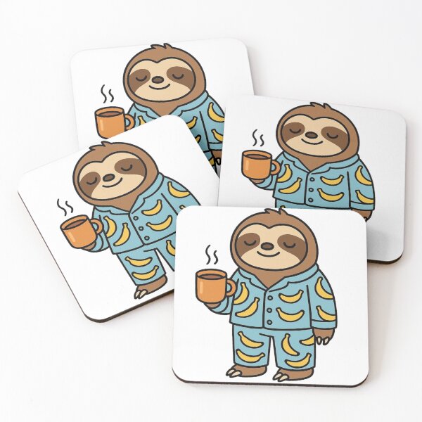 Item preview, Lazy Sloth in Banana Pajamas with Tea – Funny Cartoon designed and sold by Confuzz1ed.