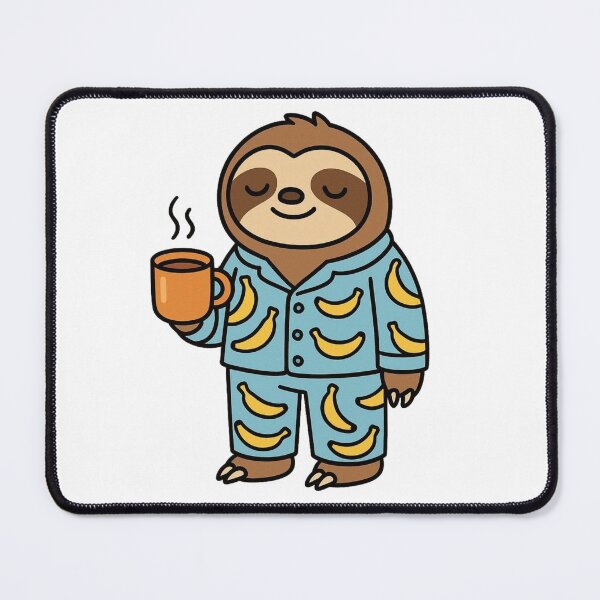 Item preview, Lazy Sloth in Banana Pajamas with Tea – Funny Cartoon designed and sold by Confuzz1ed.