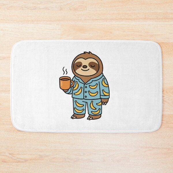 Item preview, Lazy Sloth in Banana Pajamas with Tea – Funny Cartoon designed and sold by Confuzz1ed.
