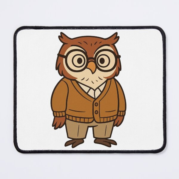 Item preview, Wise Owl in Glasses and Cardigan – Cute Cartoon Style designed and sold by Confuzz1ed.