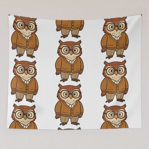 Item preview, Wise Owl in Glasses and Cardigan – Cute Cartoon Style designed and sold by Confuzz1ed.