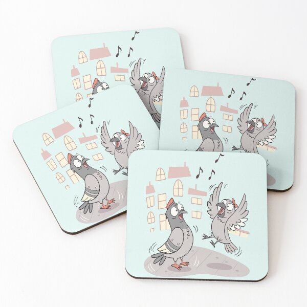 Item preview, Singing City Pigeons – Funny Cartoon Birds designed and sold by AgarutanPrint.