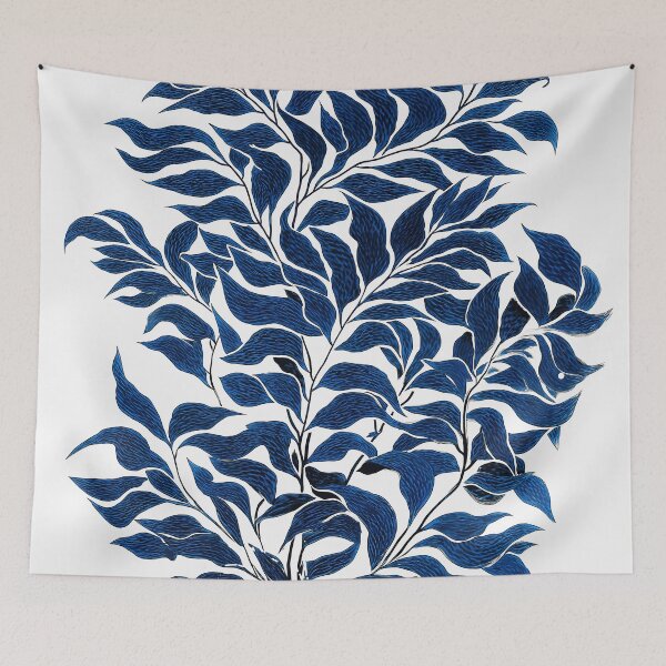 Item preview, Blue Botanical Japandi Wall Art, Minimalist printable Japanese Wall Art, extra large Wabi Sabi Living Room Decor designed and sold by regnumsaturni.