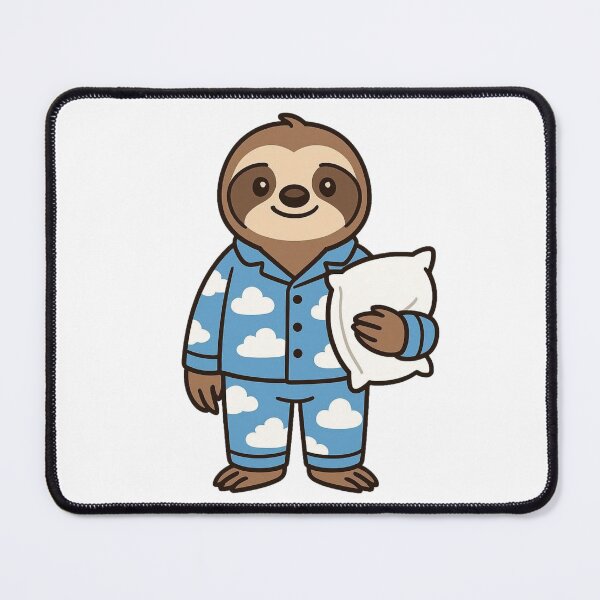 Item preview, Sleepy Sloth in Cloud Pajamas with Pillow – Cute Cartoon Style designed and sold by Confuzz1ed.