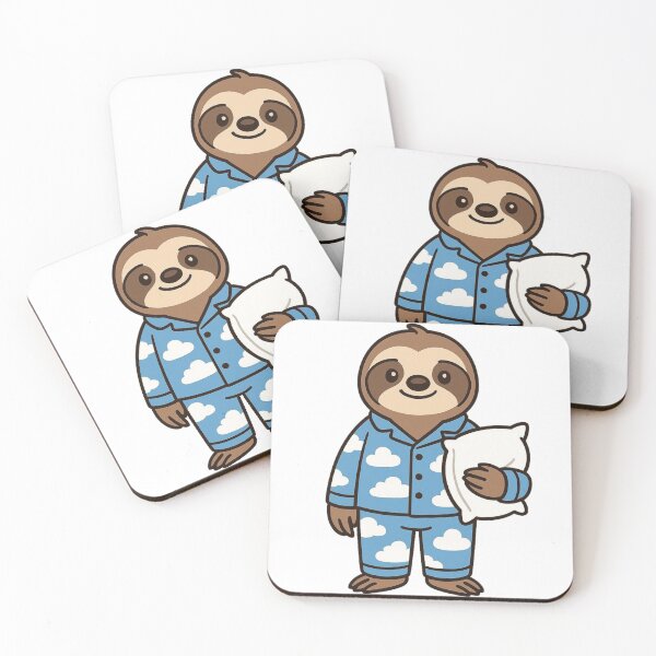 Item preview, Sleepy Sloth in Cloud Pajamas with Pillow – Cute Cartoon Style designed and sold by Confuzz1ed.