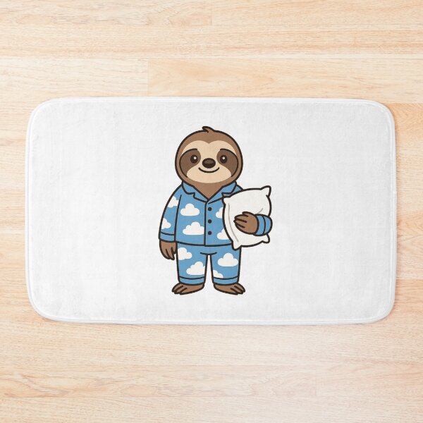 Item preview, Sleepy Sloth in Cloud Pajamas with Pillow – Cute Cartoon Style designed and sold by Confuzz1ed.