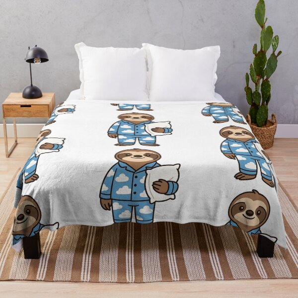 Item preview, Sleepy Sloth in Cloud Pajamas with Pillow – Cute Cartoon Style designed and sold by Confuzz1ed.