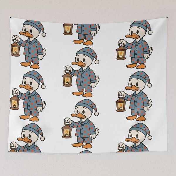 Item preview, Sleepy Duck in Polka Dot Pajamas with Lantern – Cute Cartoon Style designed and sold by Confuzz1ed.