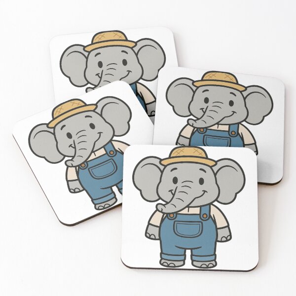 Item preview, Cheerful Elephant in Overalls and Straw Hat – Cute Cartoon Style designed and sold by Confuzz1ed.