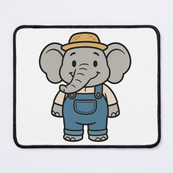 Item preview, Cheerful Elephant in Overalls and Straw Hat – Cute Cartoon Style designed and sold by Confuzz1ed.