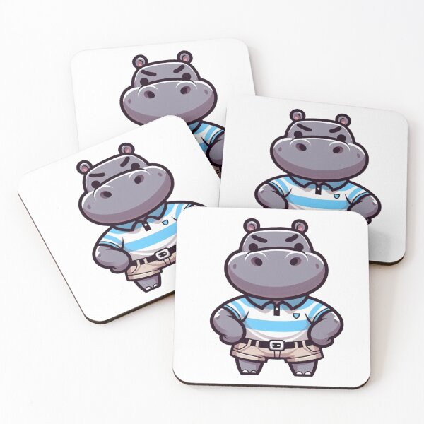 Item preview, Cross Hippo in Polo Shirt and Shorts – Funny Cartoon Style designed and sold by Confuzz1ed.