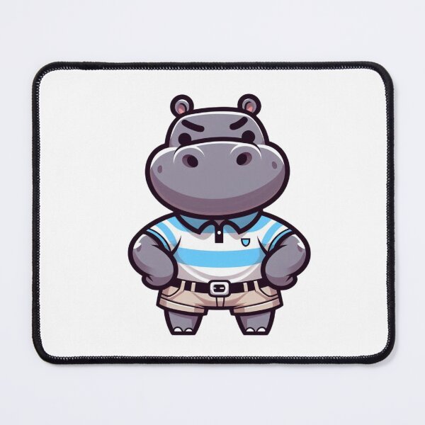 Item preview, Cross Hippo in Polo Shirt and Shorts – Funny Cartoon Style designed and sold by Confuzz1ed.
