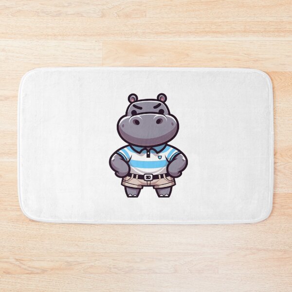 Item preview, Cross Hippo in Polo Shirt and Shorts – Funny Cartoon Style designed and sold by Confuzz1ed.